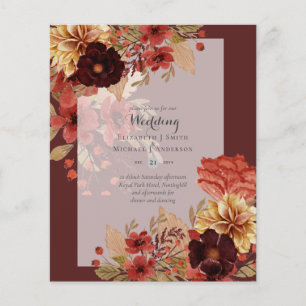 Prospectus 11,4 Cm X 14,2 Cm BUDGET TOMBE Floral Mariages Invitations - Dusky