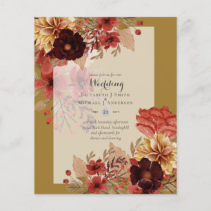 Prospectus 11,4 Cm X 14,2 Cm BUDGET TOMBE Floral Mariages Invitations - Dusky
