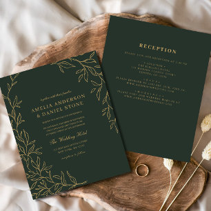 Prospectus 11,4 Cm X 14,2 Cm Budget tout en un Faire-part de mariage d'or vert