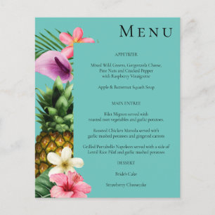 Prospectus 11,4 Cm X 14,2 Cm Budget Tropical Hawaiian Floral Menu - Turquoise