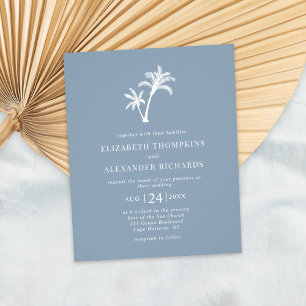 Prospectus 11,4 Cm X 14,2 Cm Budget Tropical Palm Dusty Blue Faire-part de mari