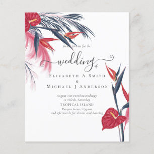 Prospectus 11,4 Cm X 14,2 Cm BUDGET  Tropical Pampas Grass Navy Berry Wedding