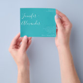 Prospectus 11,4 Cm X 14,2 Cm Budget Turquoise Blue Calligraphy Mariage photo (main)