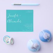 Prospectus 11,4 Cm X 14,2 Cm Budget Turquoise Blue Calligraphy Mariage photo (Simple)