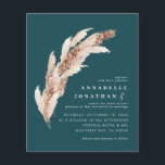 Prospectus 11,4 Cm X 14,2 Cm Budget turquoise boho pampas élégant mariage invit<br><div class="desc">Budget naturel pampas herbe aquarelles et faire-part de mariage de script avec espace pour le code QR. Collection design moderne sur tendance contemporaine sur Trend en terre cuite,  turquoise,  noir et beige colorway naturel.</div>