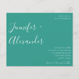 Prospectus 11,4 Cm X 14,2 Cm Budget Turquoise Green Calligraphie Mariage photo