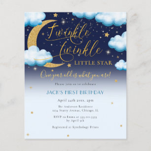 Prospectus 11,4 Cm X 14,2 Cm Budget Twinkle Little Star Garçon 1er Anniversaire