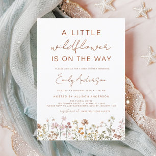 Prospectus 11,4 Cm X 14,2 Cm Budget Un Petit Baby shower Fleur sauvage Invitati