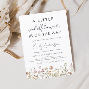 Prospectus 11,4 Cm X 14,2 Cm Budget Un Petit Baby shower Fleur sauvage Invitati