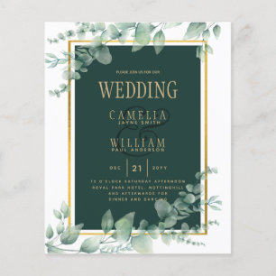 Prospectus 11,4 Cm X 14,2 Cm BUDGET Vert Faire-part de mariage QR CODE RQR RSVP