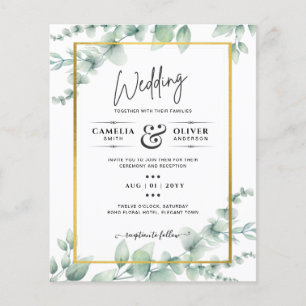 Prospectus 11,4 Cm X 14,2 Cm BUDGET Vert Faire-part de mariage QR CODE RQR RSVP