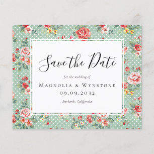Prospectus 11,4 Cm X 14,2 Cm BUDGET Vintage Mariage Floral Enregistrer La Date