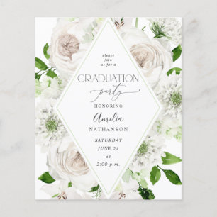 Prospectus 11,4 Cm X 14,2 Cm Budget White Floral Graduation Party