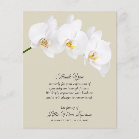 Prospectus 11,4 Cm X 14,2 Cm Budget White Orchid Funeral Merci (Devant)