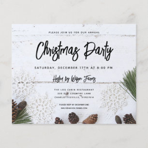 Prospectus 11,4 Cm X 14,2 Cm Budget White Wood Christmas Party Invitation