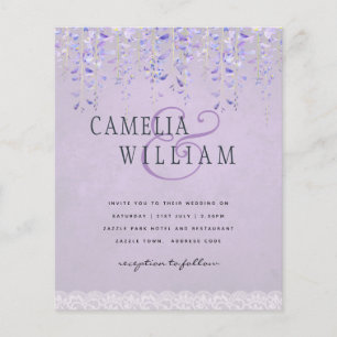 Prospectus 11,4 Cm X 14,2 Cm BUDGET Wisteria Purple Floral Lace Mariage INVITE