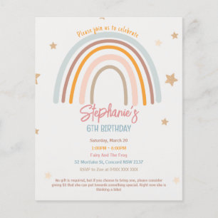 Prospectus 11,4 Cm X 14,2 Cm Buget Rainbow Fiver fête Anniversaire Invitation