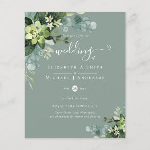 Prospectus 11,4 Cm X 14,2 Cm BULLETIN Mariage Eucalyptus BUDGET