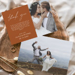 Prospectus 11,4 Cm X 14,2 Cm Burange Mariage Merci Cartes Circulaire<br><div class="desc">Cartes de remerciements du Mariage Budget qui ont une photo à l'avant et à l'arrière. Les cartes de remerciement contiennent une typographie de script moderne,  lettrée à la main,  qui sont élégantes,  simples et modernes à utiliser après la célébration du mariage.</div>