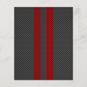 Prospectus 11,4 Cm X 14,2 Cm Burgundy Red Carbon Fiber Style Racing Stripes