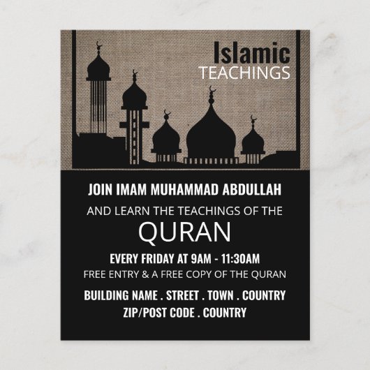 Prospectus 11,4 Cm X 14,2 Cm Burlap Mosque Silhouette, Advert de l'enseignement (Devant)