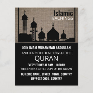Prospectus 11,4 Cm X 14,2 Cm Burlap Mosque Silhouette, Advert de l'enseignement