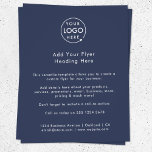Prospectus 11,4 Cm X 14,2 Cm Business Advertising | Navy Blue Modern Logo<br><div class="desc">A simple custom navy blue business flyer template in a modern minimalist style which can be easily updated with your company logo, contact details and custom flyer text. The perfect solution for any business to include details of your products, services, promotions event pricing and much more! If you need any...</div>
