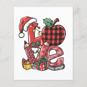 Prospectus 11,4 Cm X 14,2 Cm Cadeau pour Enseignant Joyeux Noël Amour