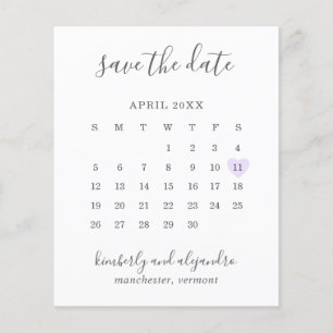 Prospectus 11,4 Cm X 14,2 Cm Calendrier Budget Mariage Purple Heart Enregistrez