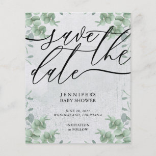 Prospectus 11,4 Cm X 14,2 Cm Calligraphie Eucalyptus budget spécial BABY shower