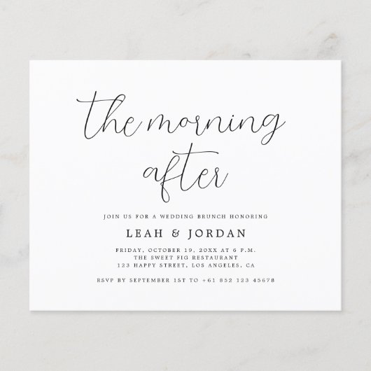 Prospectus 11,4 Cm X 14,2 Cm Calligraphie simple Budget matin après Mariage (Devant)