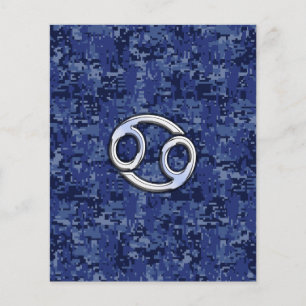 Prospectus 11,4 Cm X 14,2 Cm Cancer Zodiac Sign on Navy Blue Digital Camo