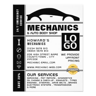 Prospectus 11,4 Cm X 14,2 Cm Car Logo, Auto Mechanic & Repairs Advertising