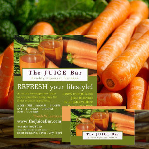 Prospectus 11,4 Cm X 14,2 Cm Carrot Juice, Juice Bar Advertising Flyer
