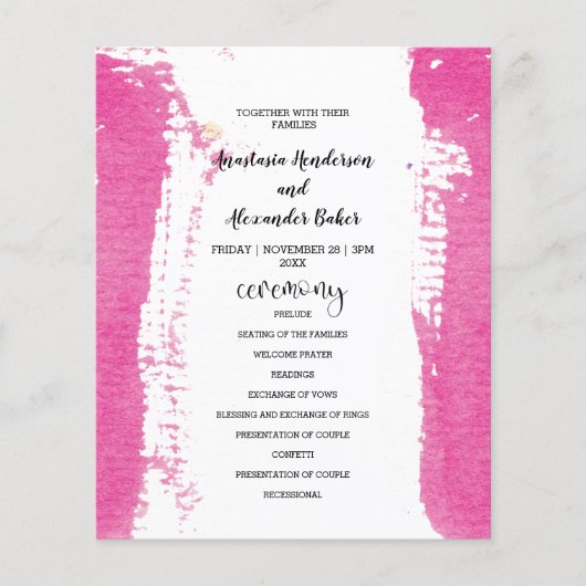 Prospectus 11,4 Cm X 14,2 Cm Carte Budget Simple Wedding Program. (Devant)