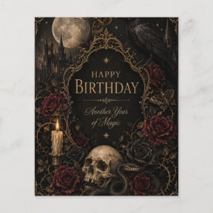 Prospectus 11,4 Cm X 14,2 Cm Carte d'anniversaire gothique, Floral sombre, Papi