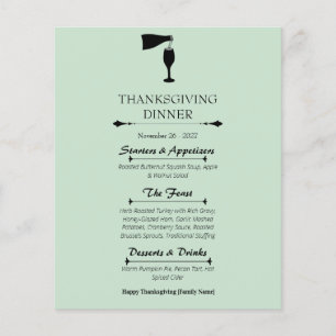 Prospectus 11,4 Cm X 14,2 Cm Carte de flyer élégante pour dîner de Thanksgiving