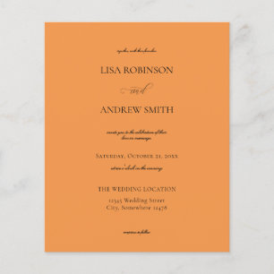 Prospectus 11,4 Cm X 14,2 Cm Carte de Mariage Budget Orange