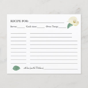 Prospectus 11,4 Cm X 14,2 Cm Carte de recette Floral Calla Lilies Greenery