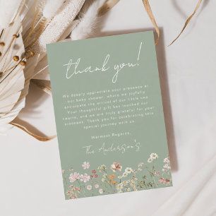 Prospectus 11,4 Cm X 14,2 Cm Carte de remerciements de Baby shower Fleur sauvag