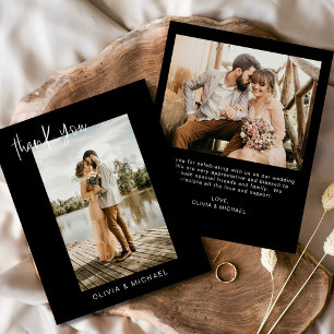 Prospectus 11,4 Cm X 14,2 Cm Carte de remerciements photo Mariage noir budget