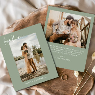 Prospectus 11,4 Cm X 14,2 Cm Carte de remerciements photo Mariage vert Budget S