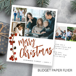 Prospectus 11,4 Cm X 14,2 Cm Carte de vacances Joyeux Noël rouge Budget
