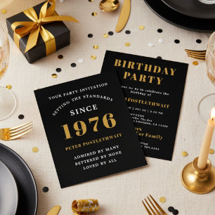 Prospectus 11,4 Cm X 14,2 Cm Carte d'invitation d'anniversaire Budget Noir Et O
