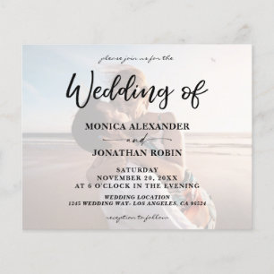 Prospectus 11,4 Cm X 14,2 Cm Carte d'invitation de mariage horizontale moderne
