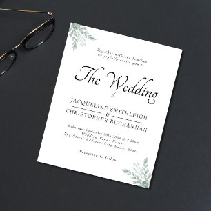 Prospectus 11,4 Cm X 14,2 Cm Carte d'invitation de mariage rustique au eucalypt