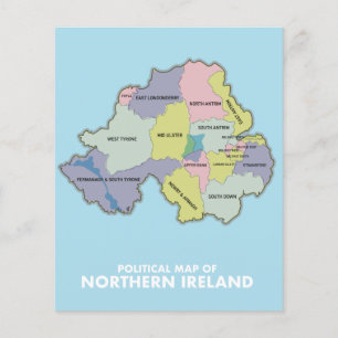 Prospectus 11,4 Cm X 14,2 Cm Carte Politique De L'Irlande Du Nord.