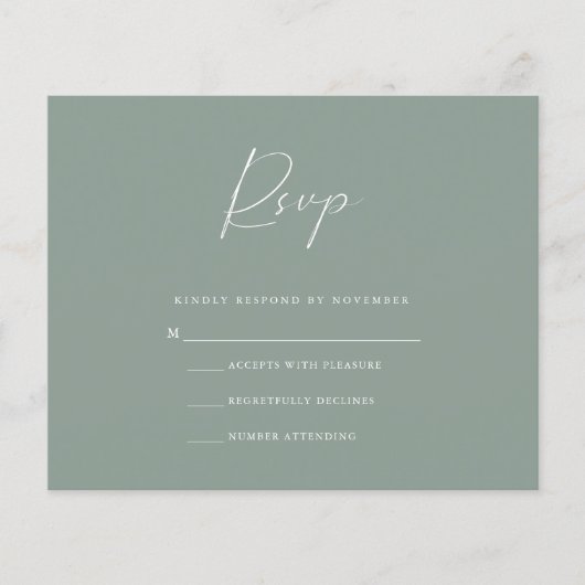 Prospectus 11,4 Cm X 14,2 Cm Carte RSVP Budget Olive (Devant)