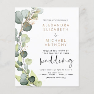 Prospectus 11,4 Cm X 14,2 Cm Cartes d'invitation de mariage à la verdure d'euca