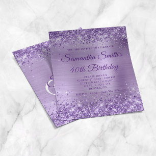 Prospectus 11,4 Cm X 14,2 Cm Carton d'invitation 40 ans au monogramme en feuill